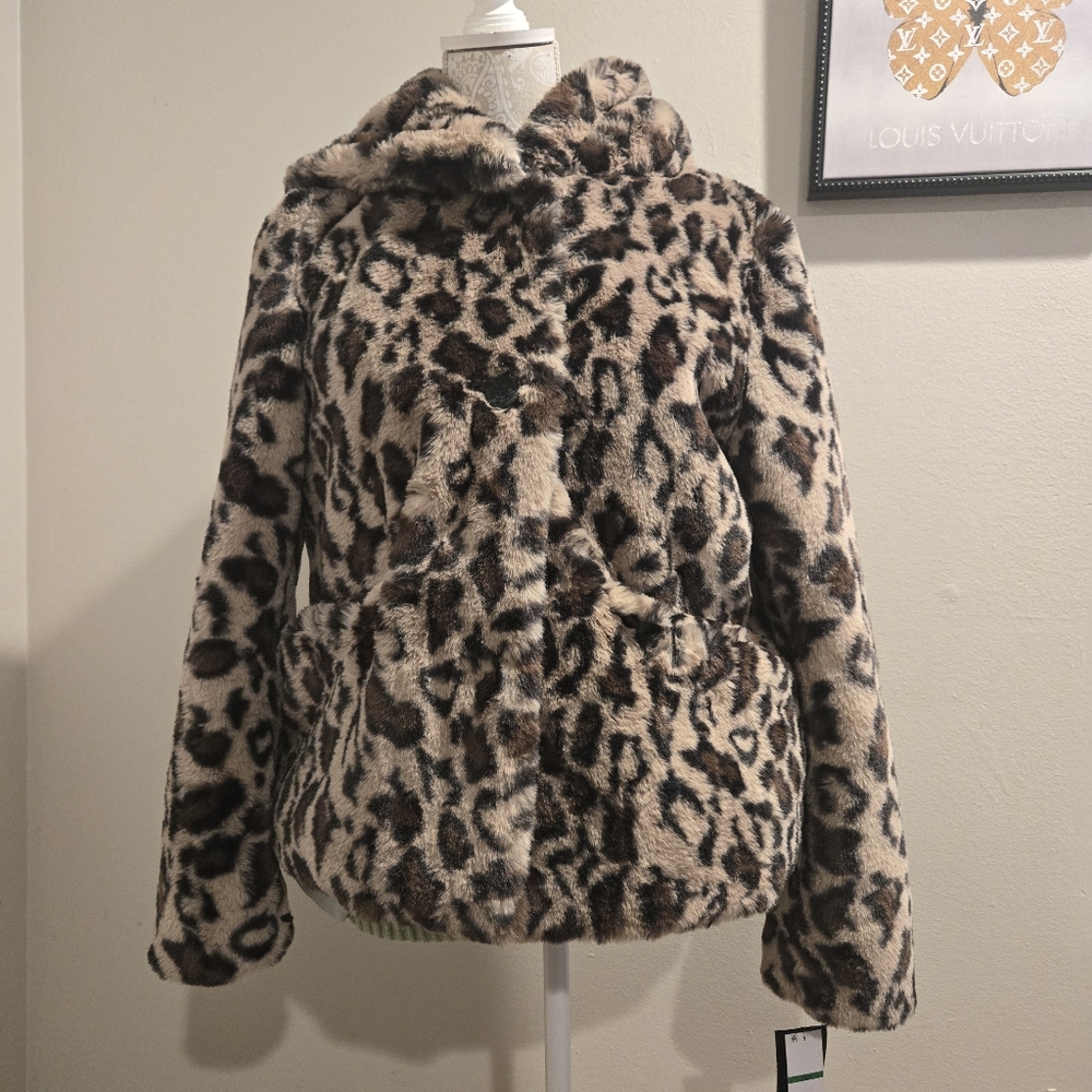 SAGE Collectove Animal Print Faux Fur Coat